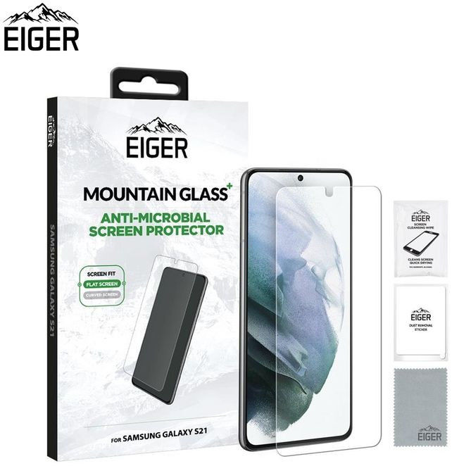 Eiger Plus Samsung Galaxy S21 Screen Protector Antibacterieel Plat afbeelding 1