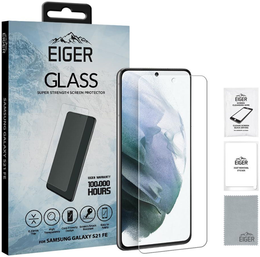Eiger Plus Samsung Galaxy S21 FE Screen Protector Antibacterieel Plat afbeelding 5
