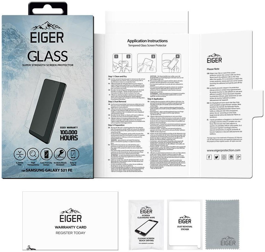 Eiger Plus Samsung Galaxy S21 FE Screen Protector Antibacterieel Plat afbeelding 4