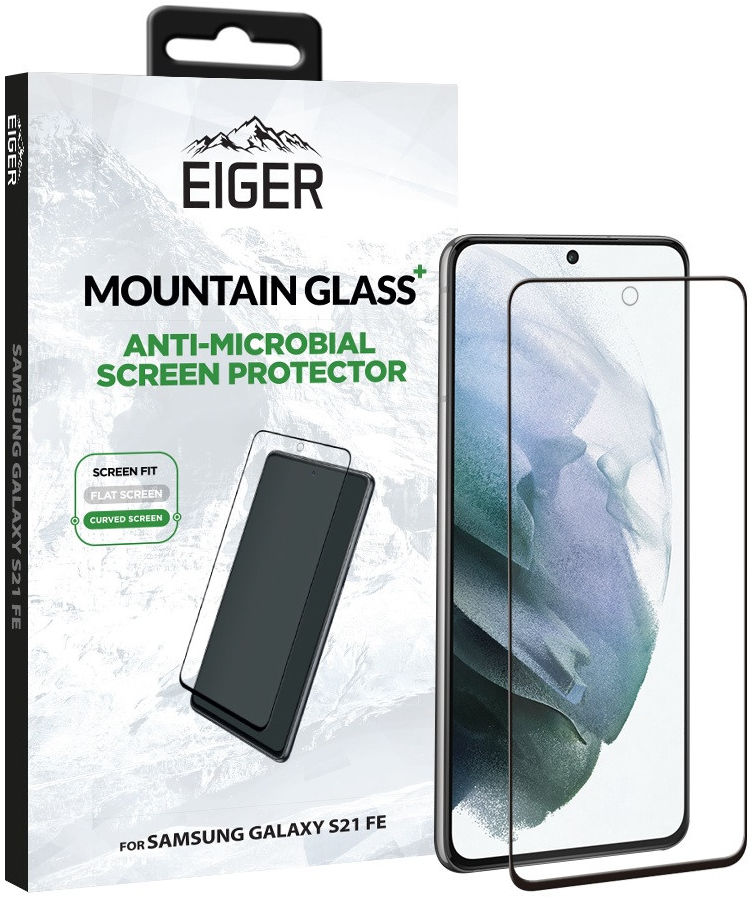 Eiger+ Samsung Galaxy S21 FE Screen Protector Antibacterieel Gebogen afbeelding 1