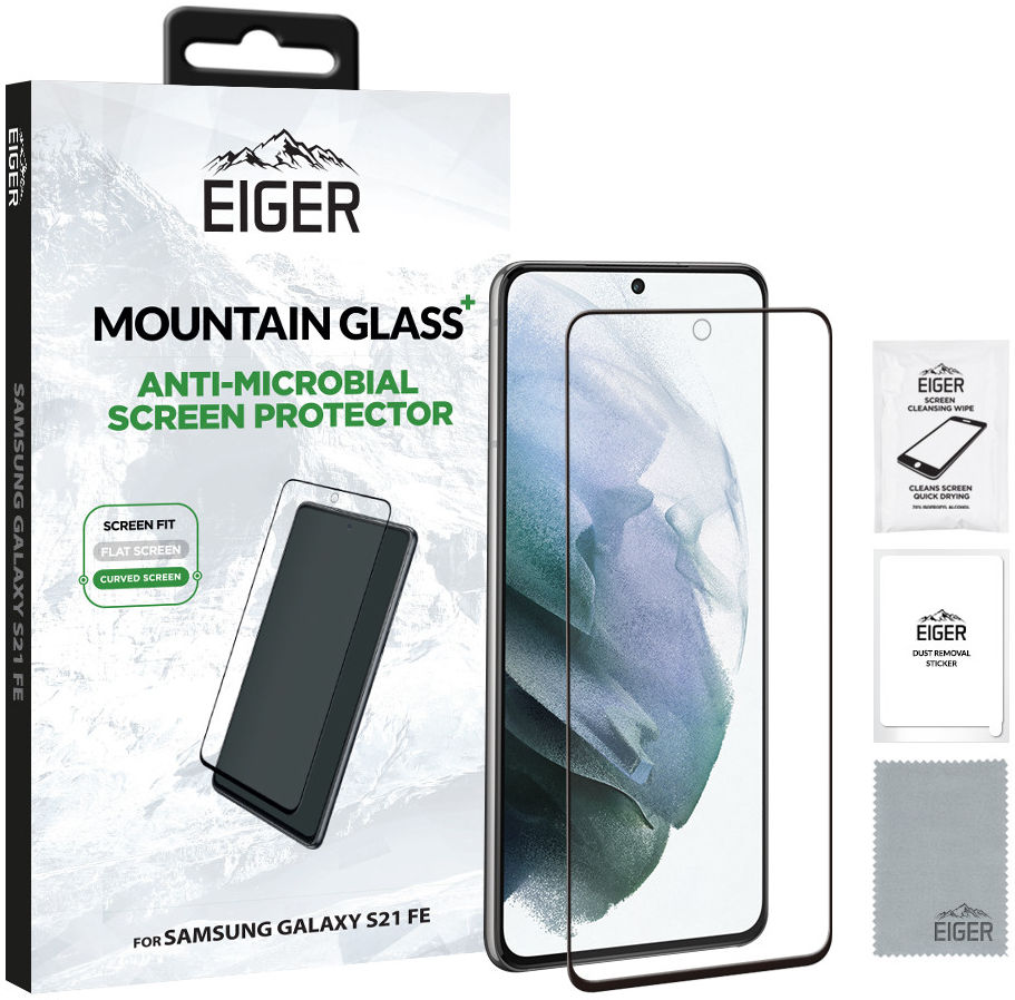 Eiger+ Samsung Galaxy S21 FE Screen Protector Antibacterieel Gebogen afbeelding 4