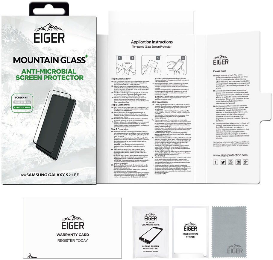 Eiger+ Samsung Galaxy S21 FE Screen Protector Antibacterieel Gebogen afbeelding 5