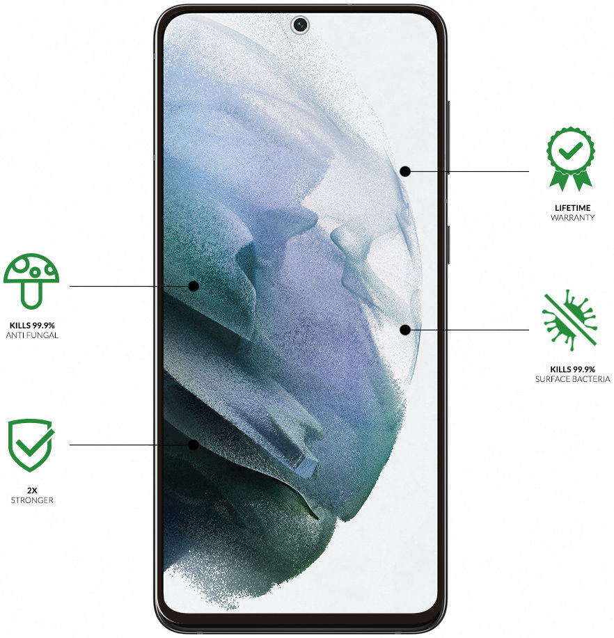 Eiger+ Samsung Galaxy S21 FE Screen Protector Antibacterieel Gebogen afbeelding 3