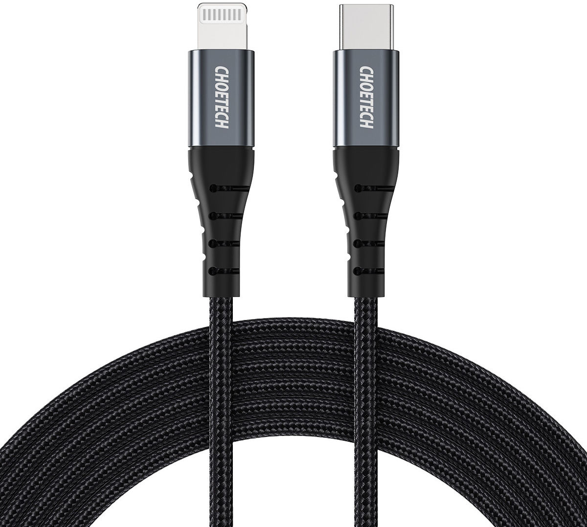 Choetech 18W PD USB-C naar Lightning Kabel 2.4A MFi 1.2M Zwart afbeelding 1