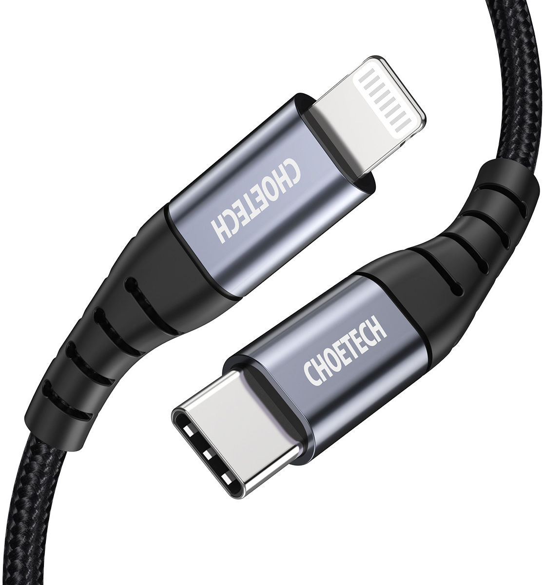 Choetech 18W PD USB-C naar Lightning Kabel 2.4A MFi 1.2M Zwart afbeelding 2