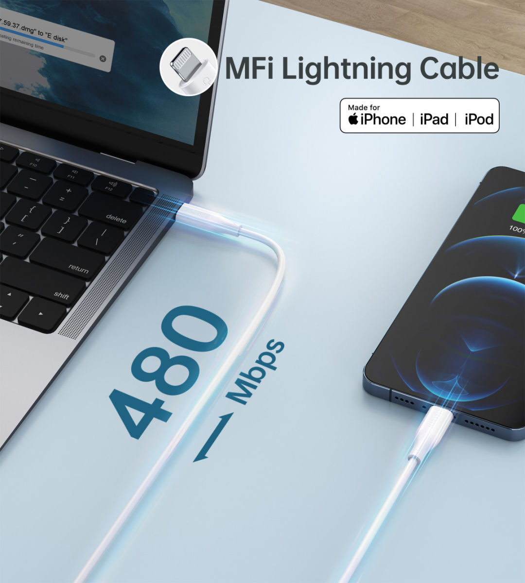 Choetech 20W PD Adapter met USB-C naar Lightning Kabel 1.2 Meter Wit afbeelding 7