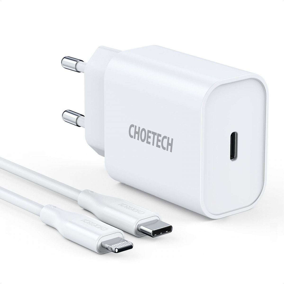 Choetech 20W PD Adapter met USB-C naar Lightning Kabel 1.2 Meter Wit afbeelding 2