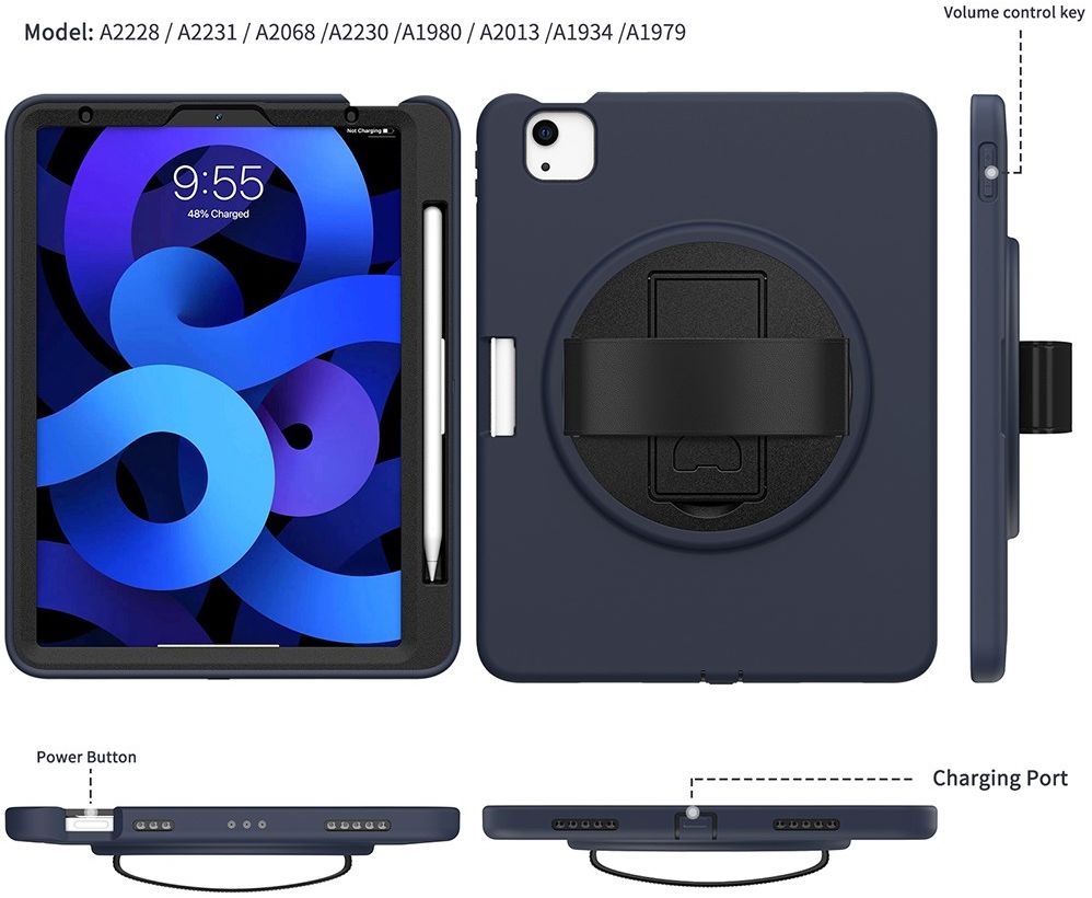 Apple iPad Air (2020/2022) / Pro 11 Hybride Hoesje Handriem Blauw afbeelding 16