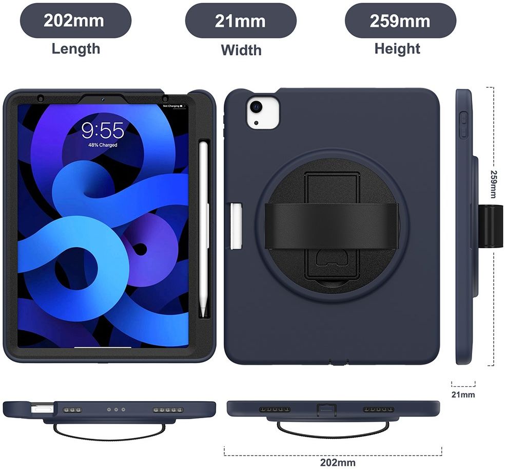 Apple iPad Air (2020/2022) / Pro 11 Hybride Hoesje Handriem Blauw afbeelding 17