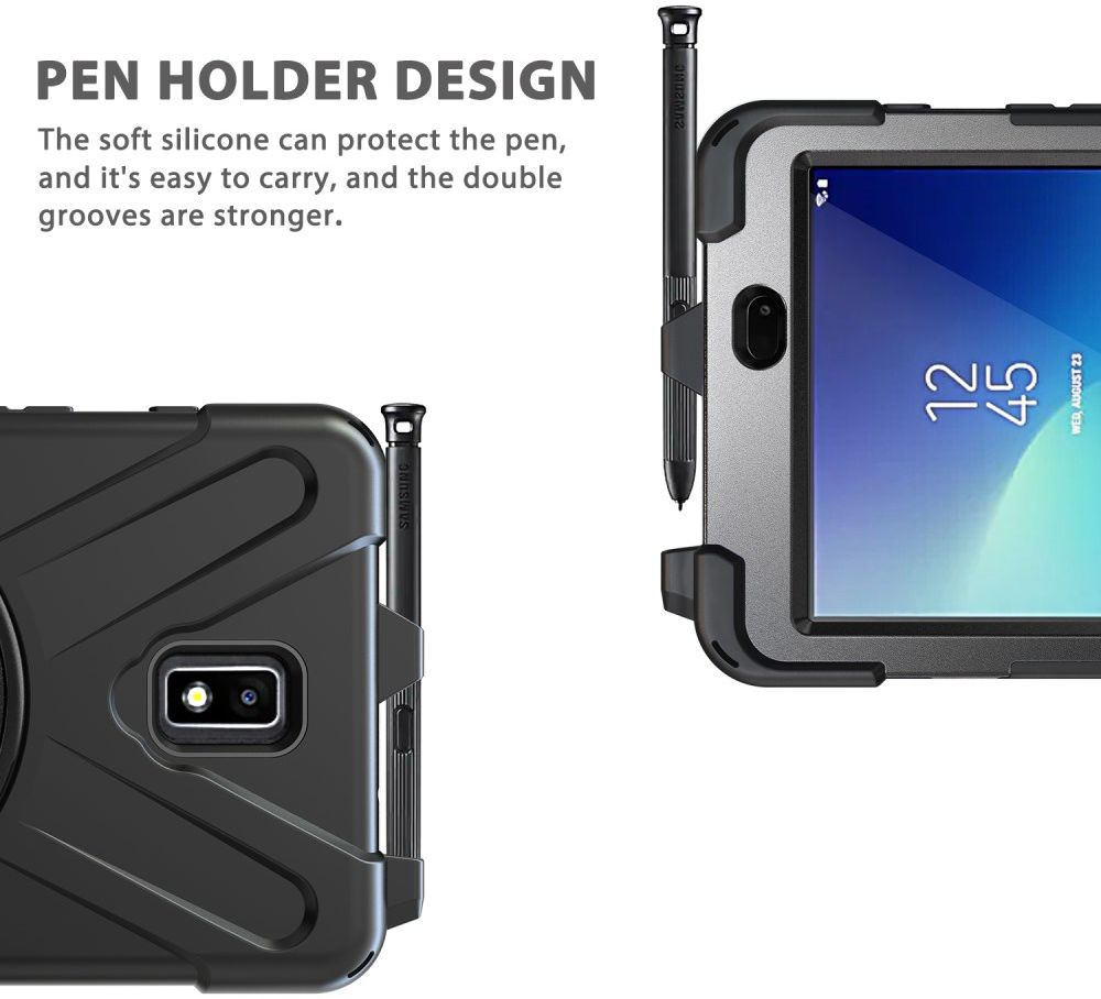 Samsung Galaxy Tab Active 2 Hybride Hoesje met Handriem Zwart afbeelding 11