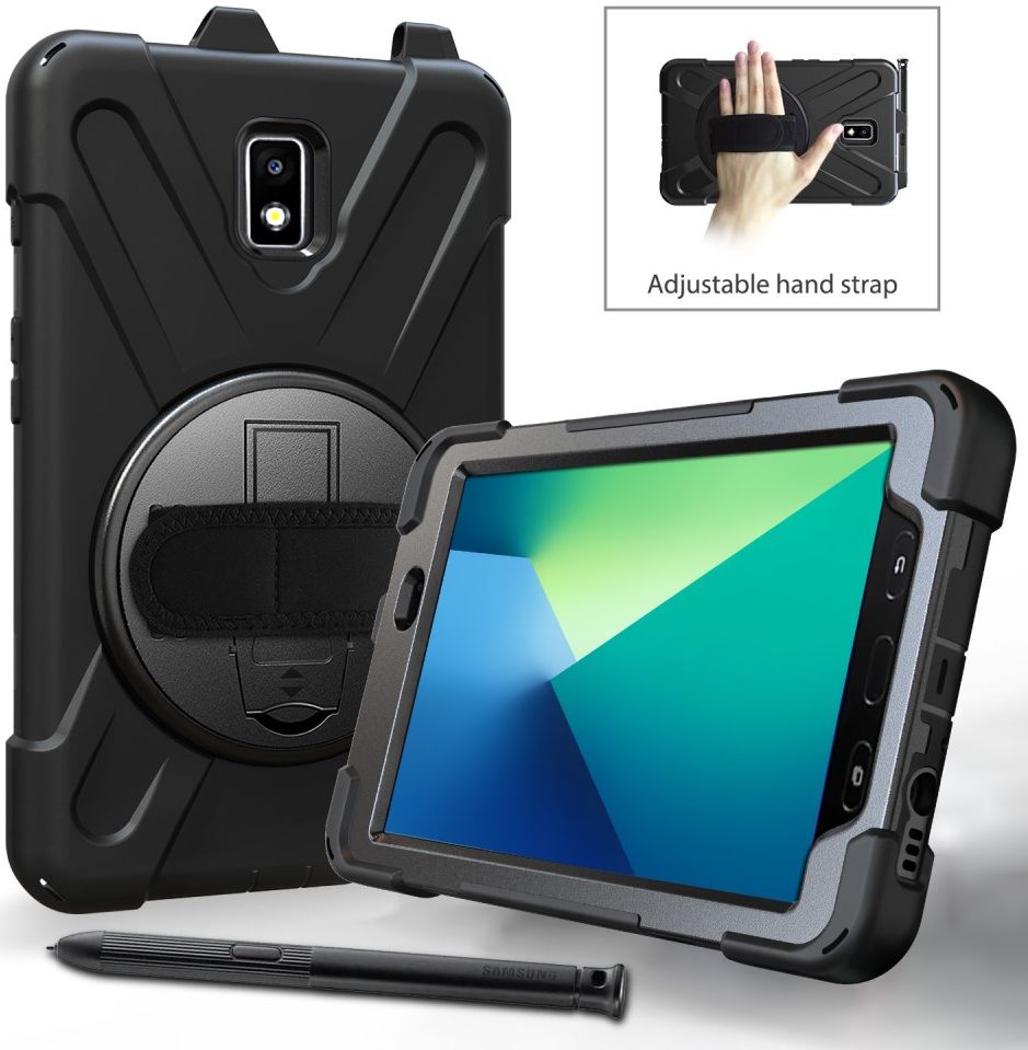 Samsung Galaxy Tab Active 2 Hybride Hoesje met Handriem Zwart afbeelding 14