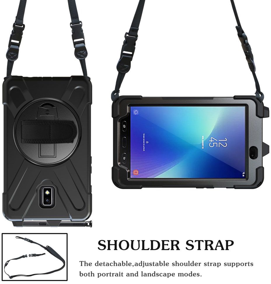 Samsung Galaxy Tab Active 2 Hybride Hoesje met Handriem Zwart afbeelding 17