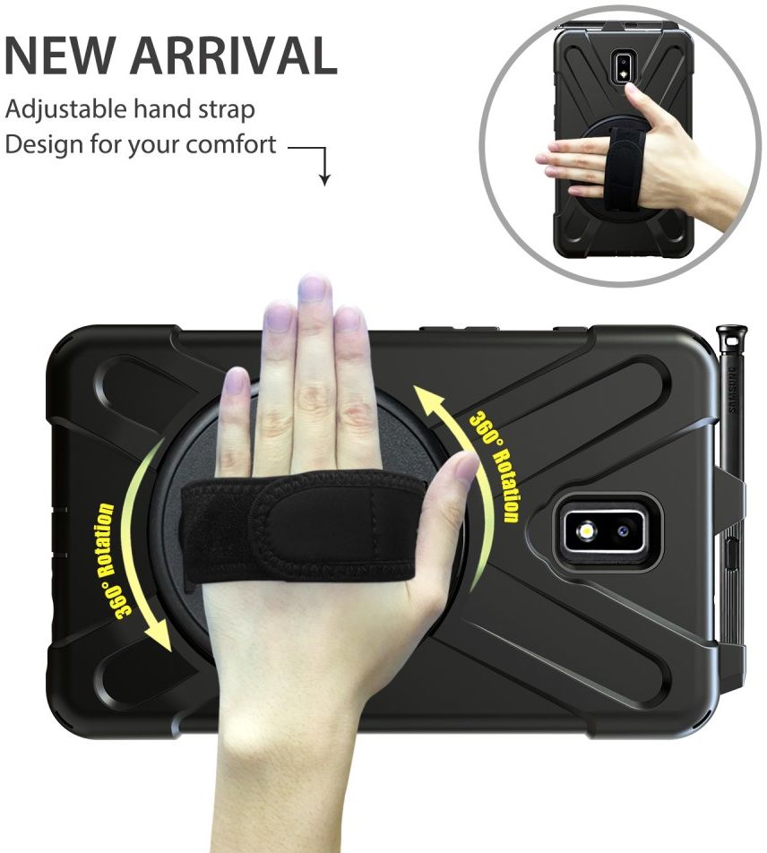 Samsung Galaxy Tab Active 2 Hybride Hoesje met Handriem Zwart afbeelding 18