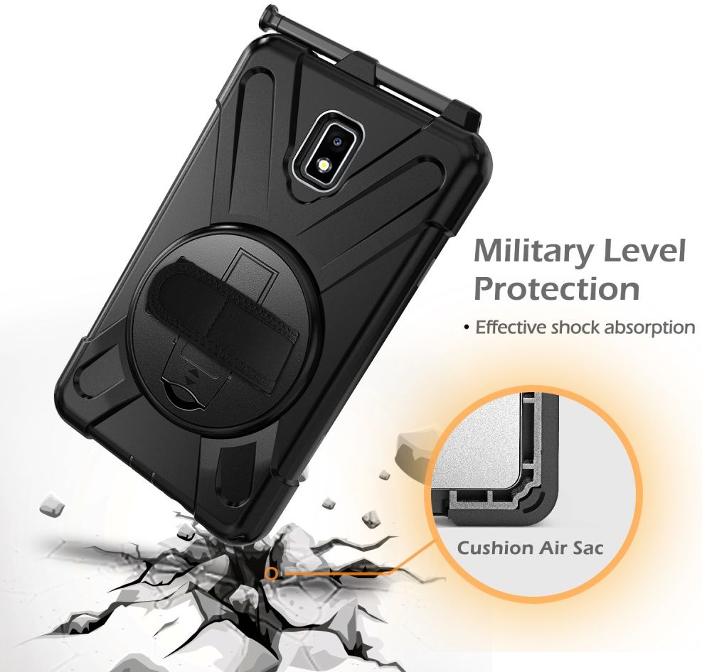 Samsung Galaxy Tab Active 2 Hybride Hoesje met Handriem Zwart afbeelding 2