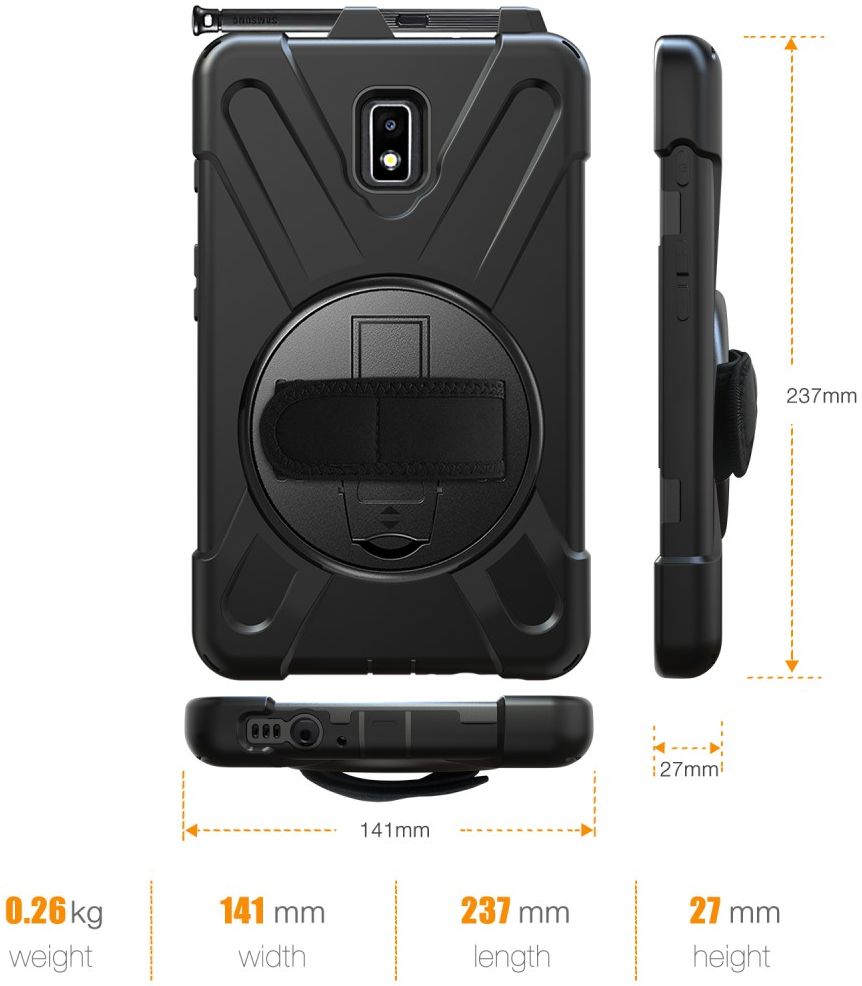 Samsung Galaxy Tab Active 2 Hybride Hoesje met Handriem Zwart afbeelding 3