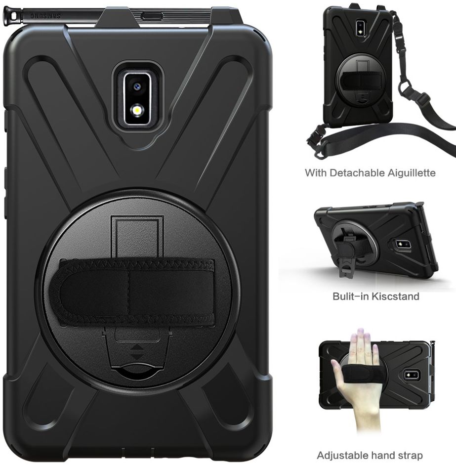 Samsung Galaxy Tab Active 2 Hybride Hoesje met Handriem Zwart afbeelding 7