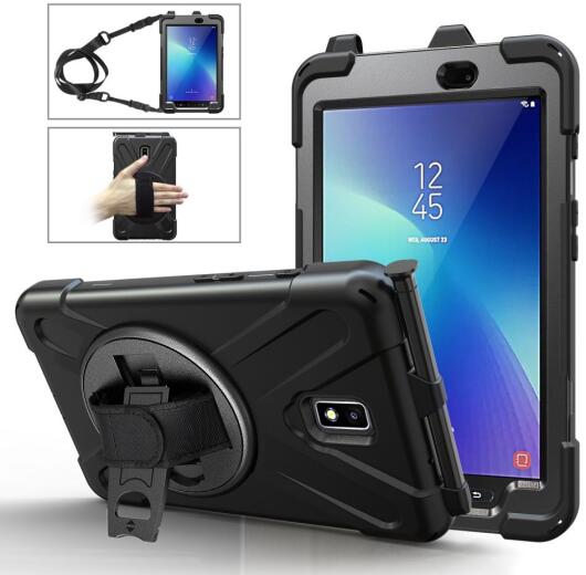 Samsung Galaxy Tab Active 2 Hybride Hoesje met Handriem Zwart afbeelding 12