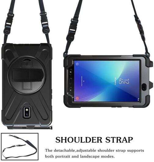 Samsung Galaxy Tab Active 2 Hybride Hoesje met Handriem Zwart afbeelding 17