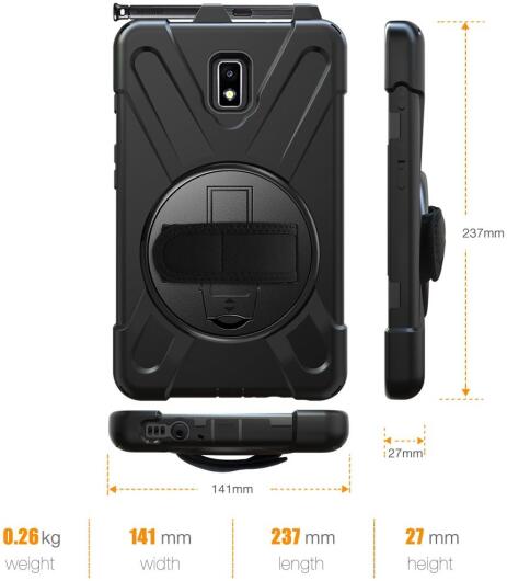 Samsung Galaxy Tab Active 2 Hybride Hoesje met Handriem Zwart afbeelding 3
