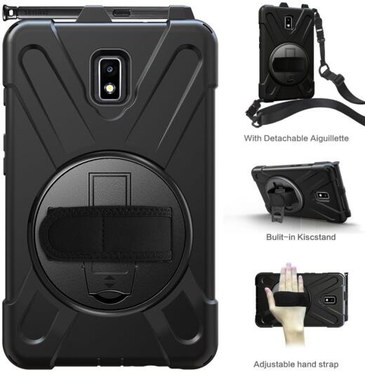 Samsung Galaxy Tab Active 2 Hybride Hoesje met Handriem Zwart afbeelding 7