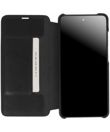 Minim Samsung Galaxy A42 Hoesje Echt Leer Book Case Zwart Hoesjes