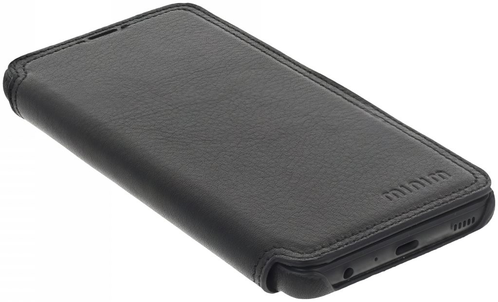 Minim Samsung Galaxy A42 Hoesje Echt Leer Book Case Zwart afbeelding 5