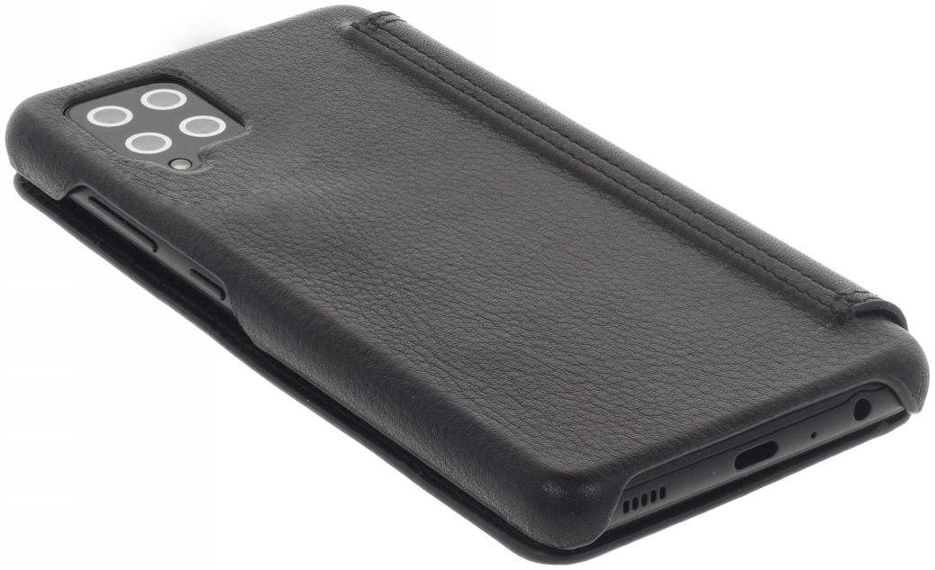Minim Samsung Galaxy A42 Hoesje Echt Leer Book Case Zwart afbeelding 6