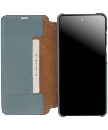 Minim Samsung Galaxy A42 Hoesje Echt Leer Book Case Blauw Hoesjes