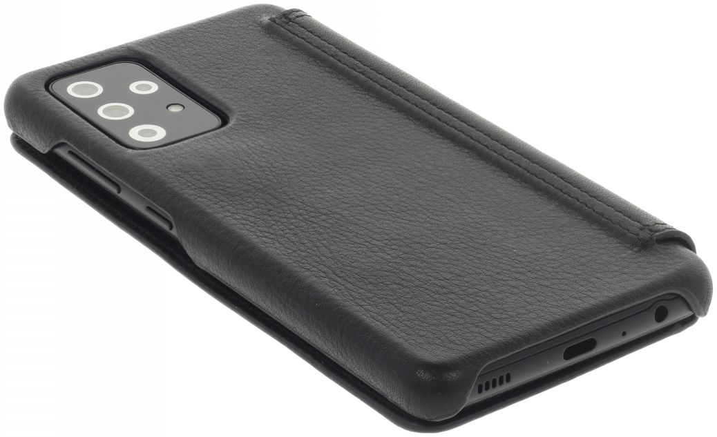 Minim Samsung Galaxy A52 / A52S Hoesje Echt Leer Book Case Zwart afbeelding 6