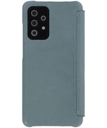 Minim Samsung Galaxy A52 / A52S Hoesje Echt Leer Book Case Blauw |  Gsmpunt.Nl