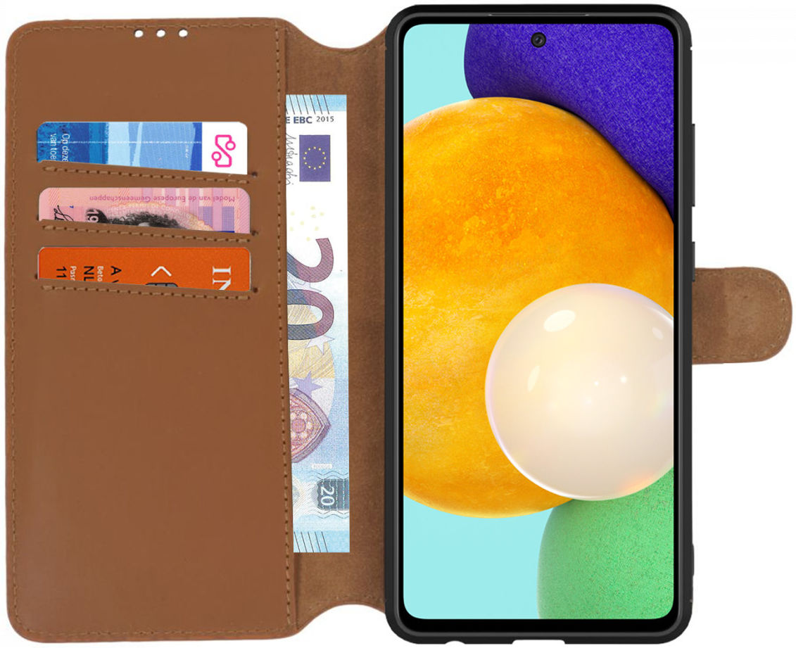 Minim 2-in-1 Samsung A52 / A52S Hoesje Book Case en Back Cover Bruin afbeelding 1