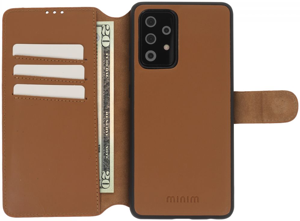 Minim 2-in-1 Samsung A52 / A52S Hoesje Book Case en Back Cover Bruin afbeelding 2