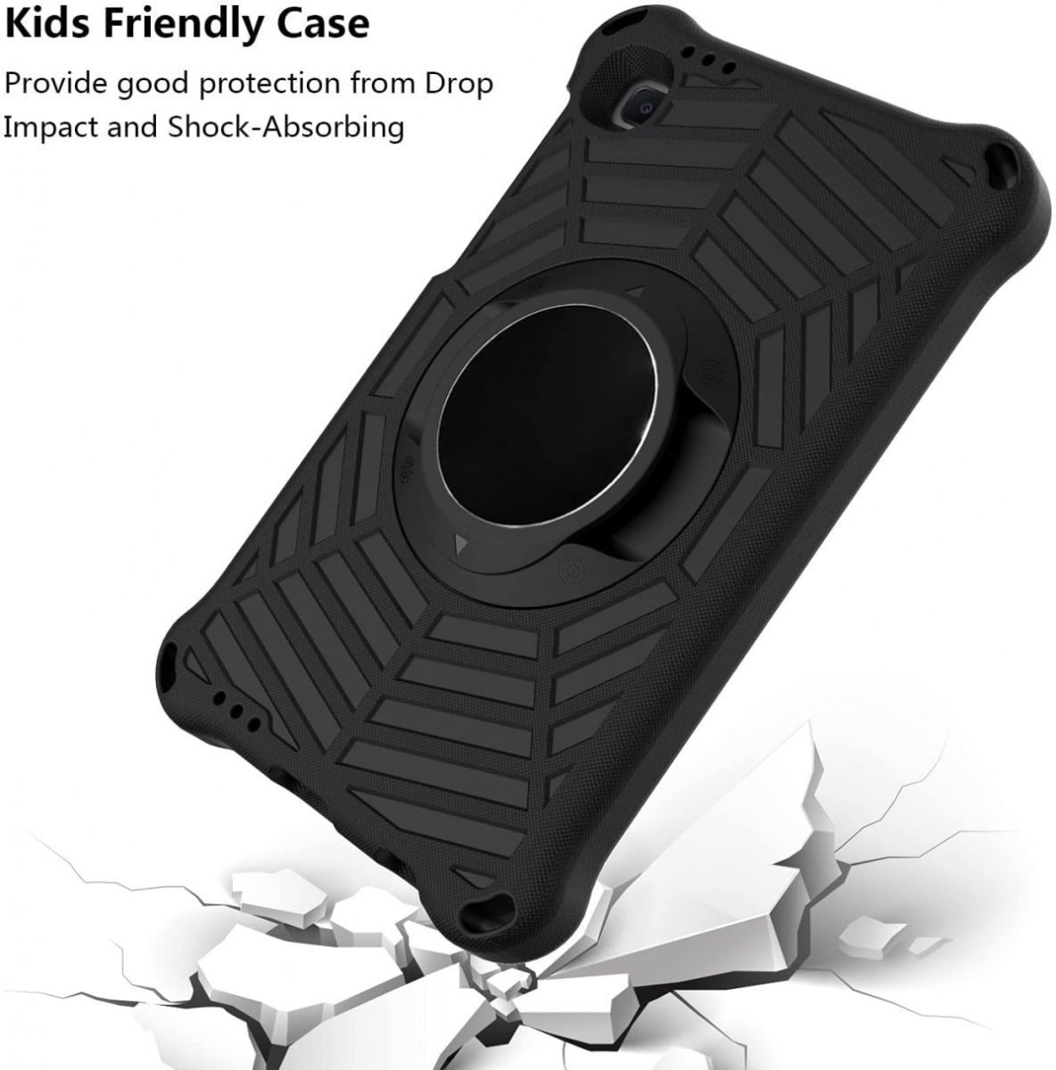 Samsung Galaxy Tab A7 Lite Hoes 360 Graden Kickstand Back Cover Zwart afbeelding 3