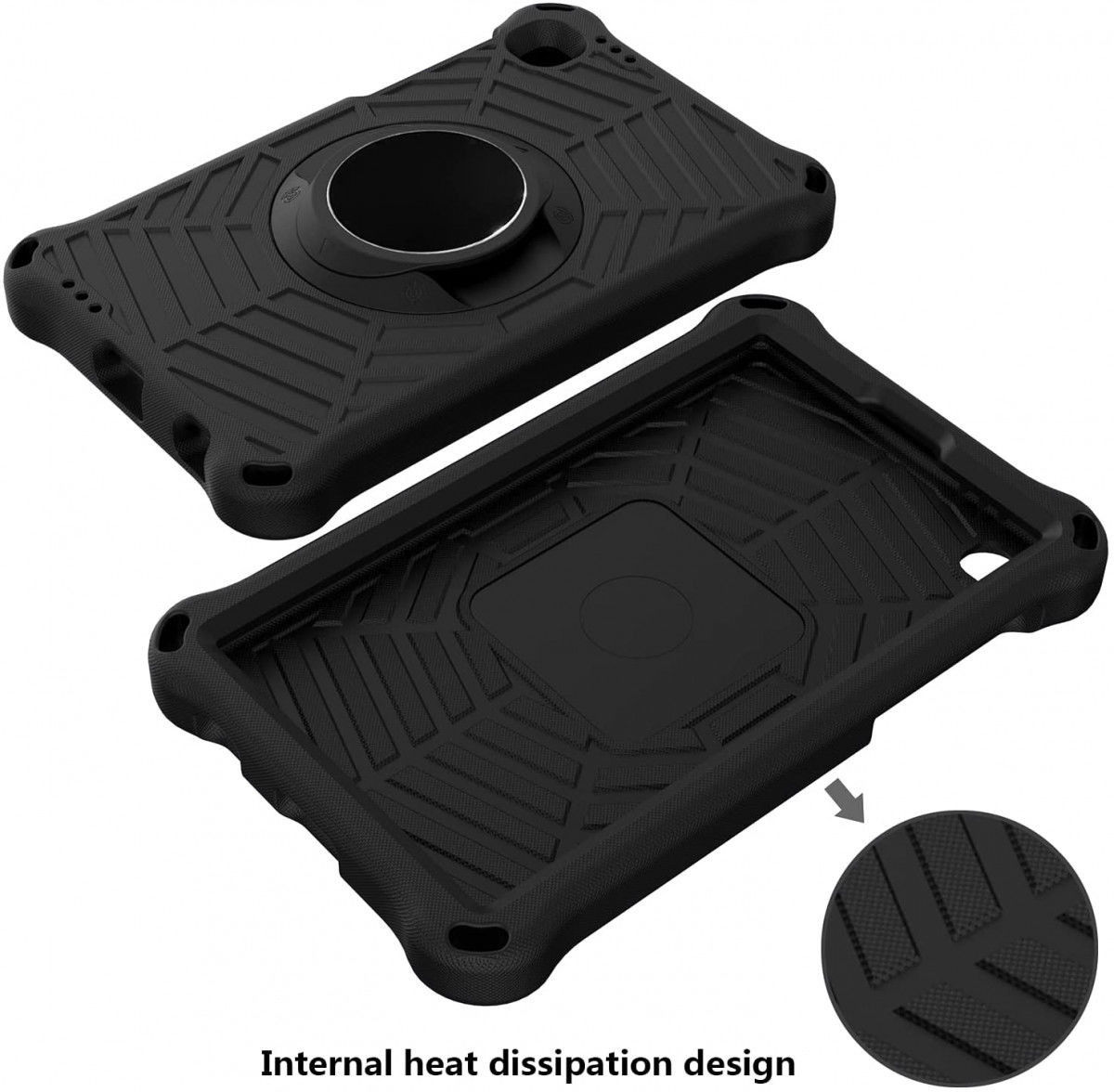 Samsung Galaxy Tab A7 Lite Hoes 360 Graden Kickstand Back Cover Zwart afbeelding 6