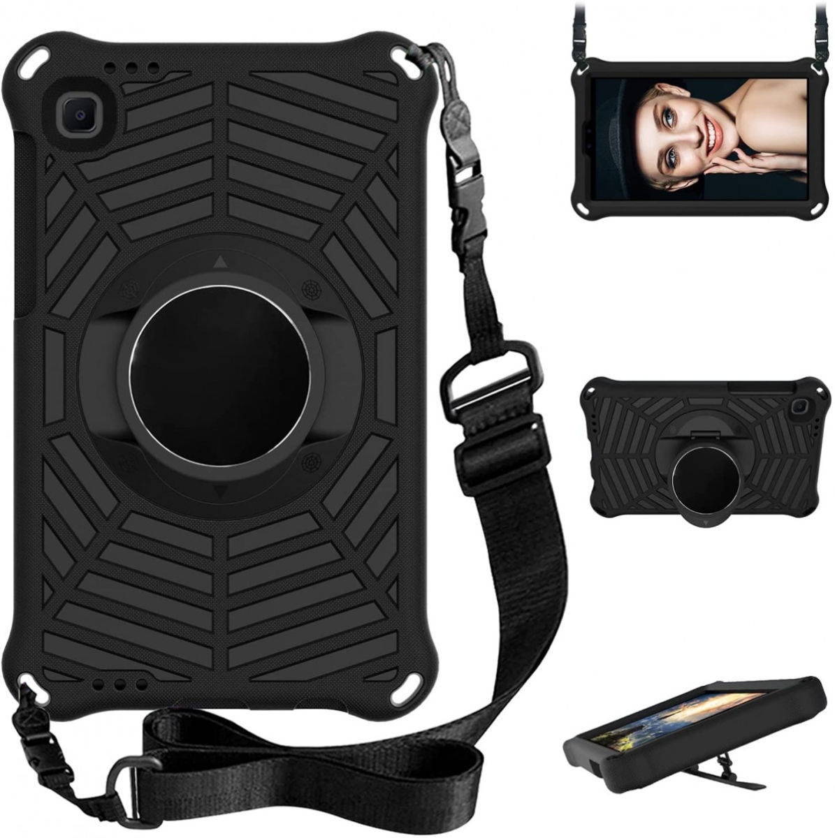 Samsung Galaxy Tab A7 Lite Hoes 360 Graden Kickstand Back Cover Zwart afbeelding 4