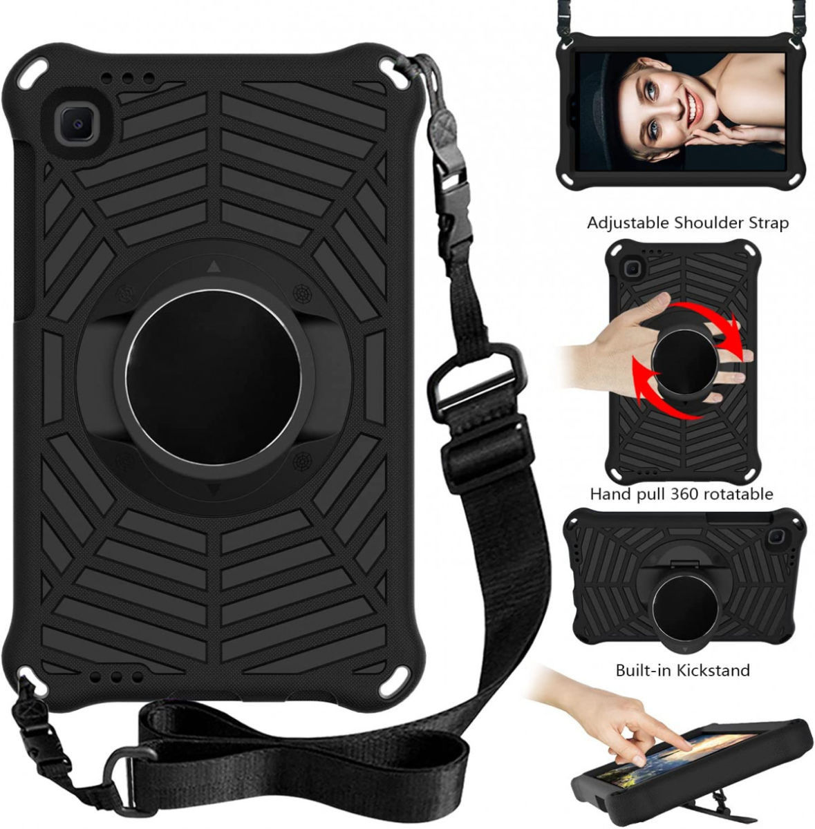Samsung Galaxy Tab A7 Lite Hoes 360 Graden Kickstand Back Cover Zwart afbeelding 5