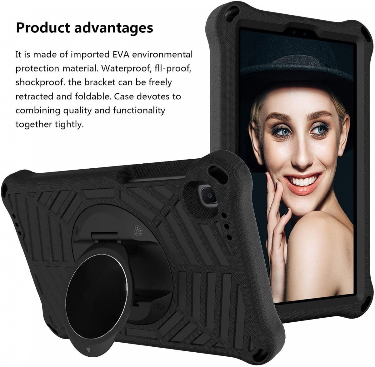 Samsung Galaxy Tab A7 Lite Hoes 360 Graden Kickstand Back Cover Zwart afbeelding 8