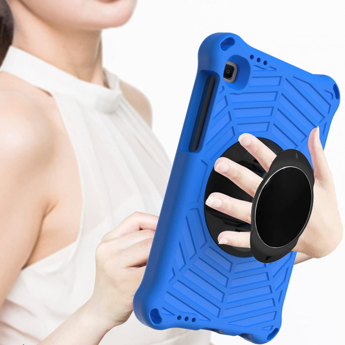 Samsung Galaxy Tab A7 Lite Hoes 360 Graden Kickstand Back Cover Blauw afbeelding 2