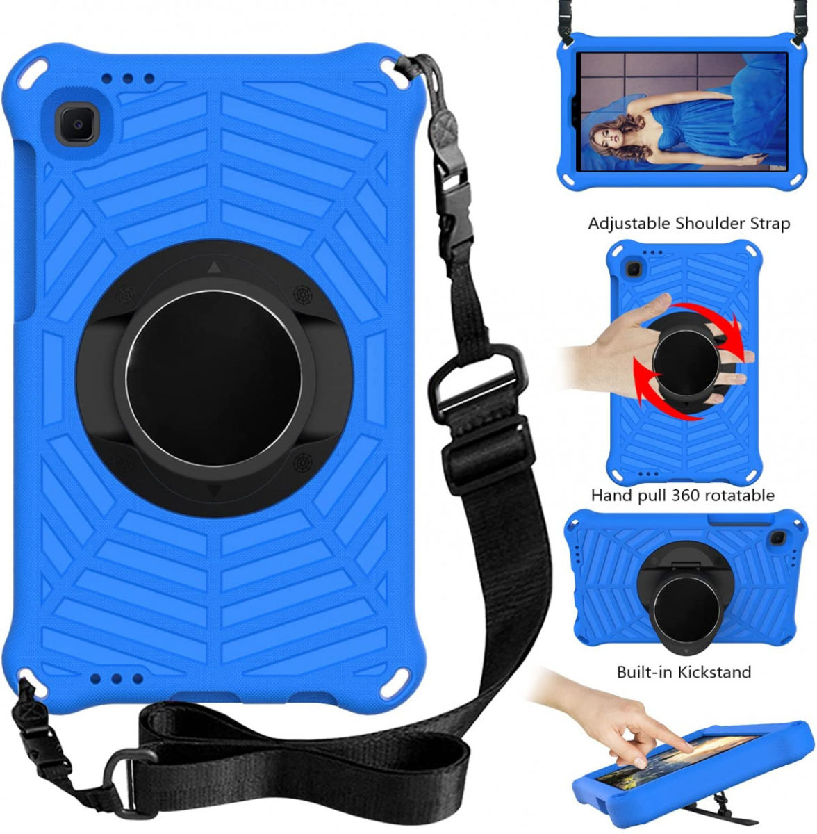 Samsung Galaxy Tab A7 Lite Hoes 360 Graden Kickstand Back Cover Blauw afbeelding 5
