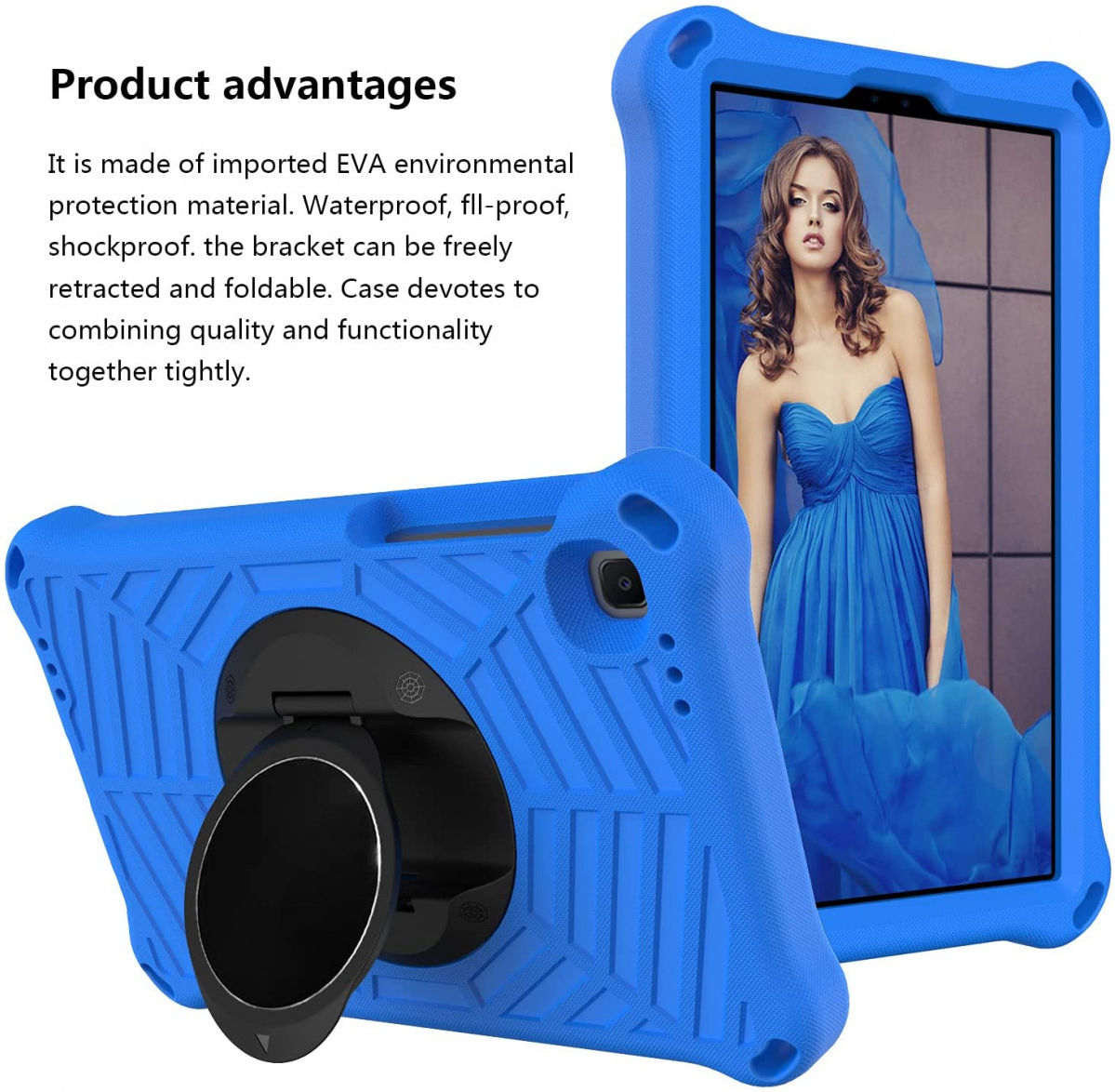 Samsung Galaxy Tab A7 Lite Hoes 360 Graden Kickstand Back Cover Blauw afbeelding 6