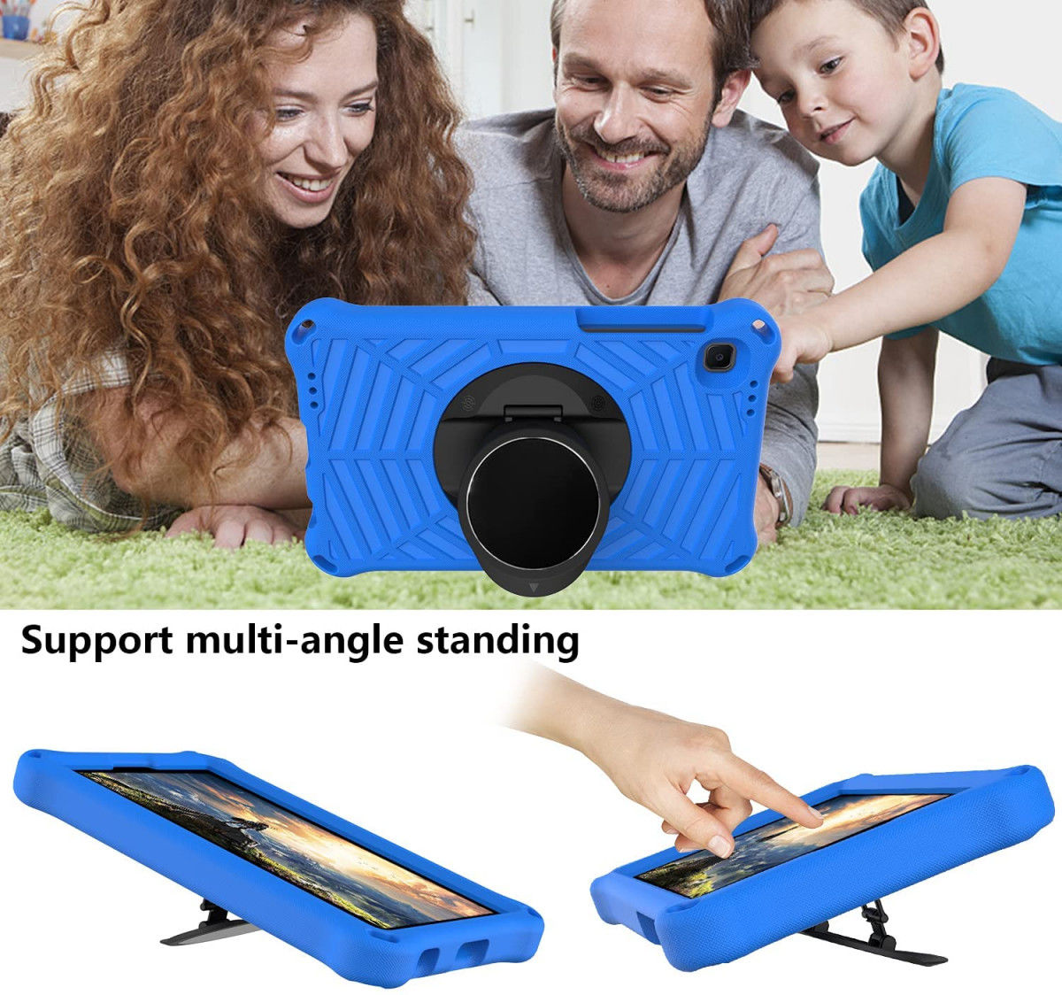 Samsung Galaxy Tab A7 Lite Hoes 360 Graden Kickstand Back Cover Blauw afbeelding 7