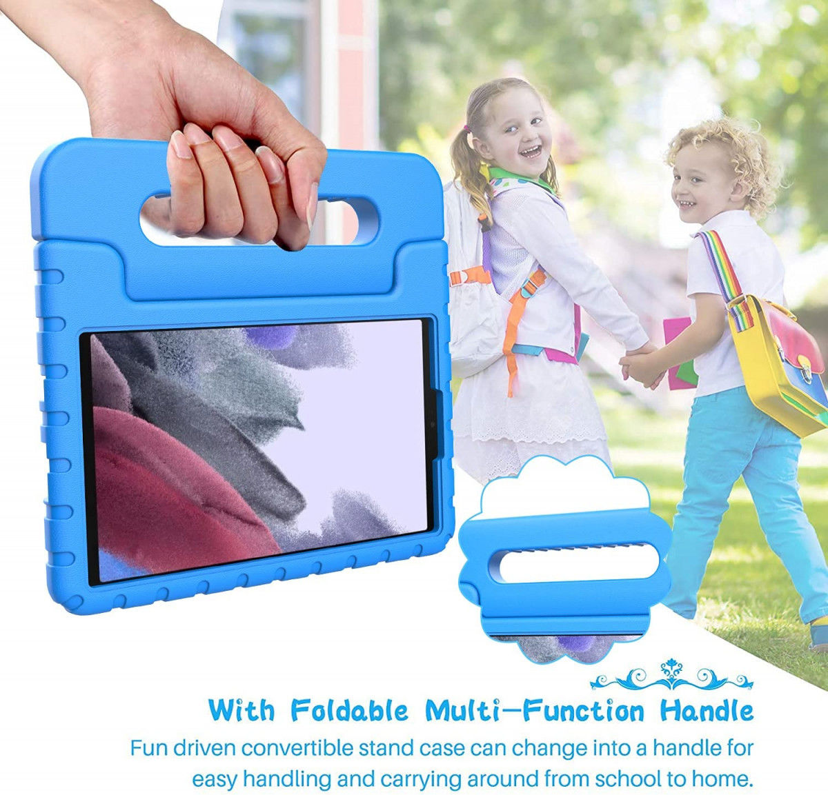Samsung Galaxy Tab A7 Lite Kinder Tablethoes met Handvat Blauw afbeelding 9