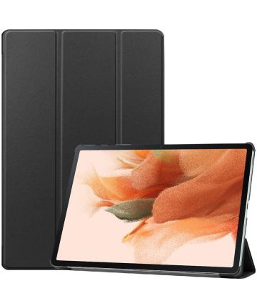 Samsung Galaxy Tab S7 FE Hoes Tri-Fold Book Case Kunstleer Zwart Hoesjes