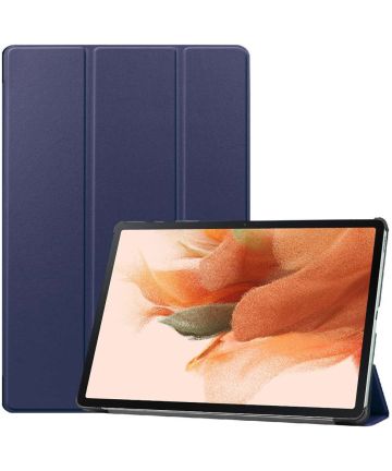 Samsung Galaxy Tab S7 FE Hoes Tri-Fold Book Case Kunstleer Blauw Hoesjes