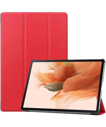 Samsung Galaxy Tab S7 FE Hoes Tri-Fold Book Case Kunstleer Rood Hoesjes