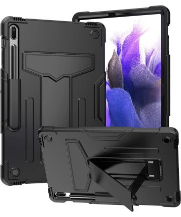 Samsung Galaxy Tab S7 FE/S7 Plus Hoes Kickstand Back Cover Zwart Hoesjes