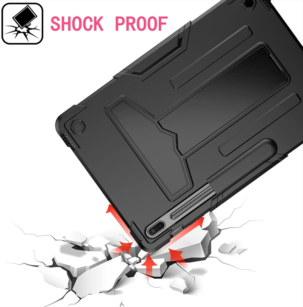 Samsung Galaxy Tab S7 FE/S7 Plus Hoes Kickstand Back Cover Zwart afbeelding 2