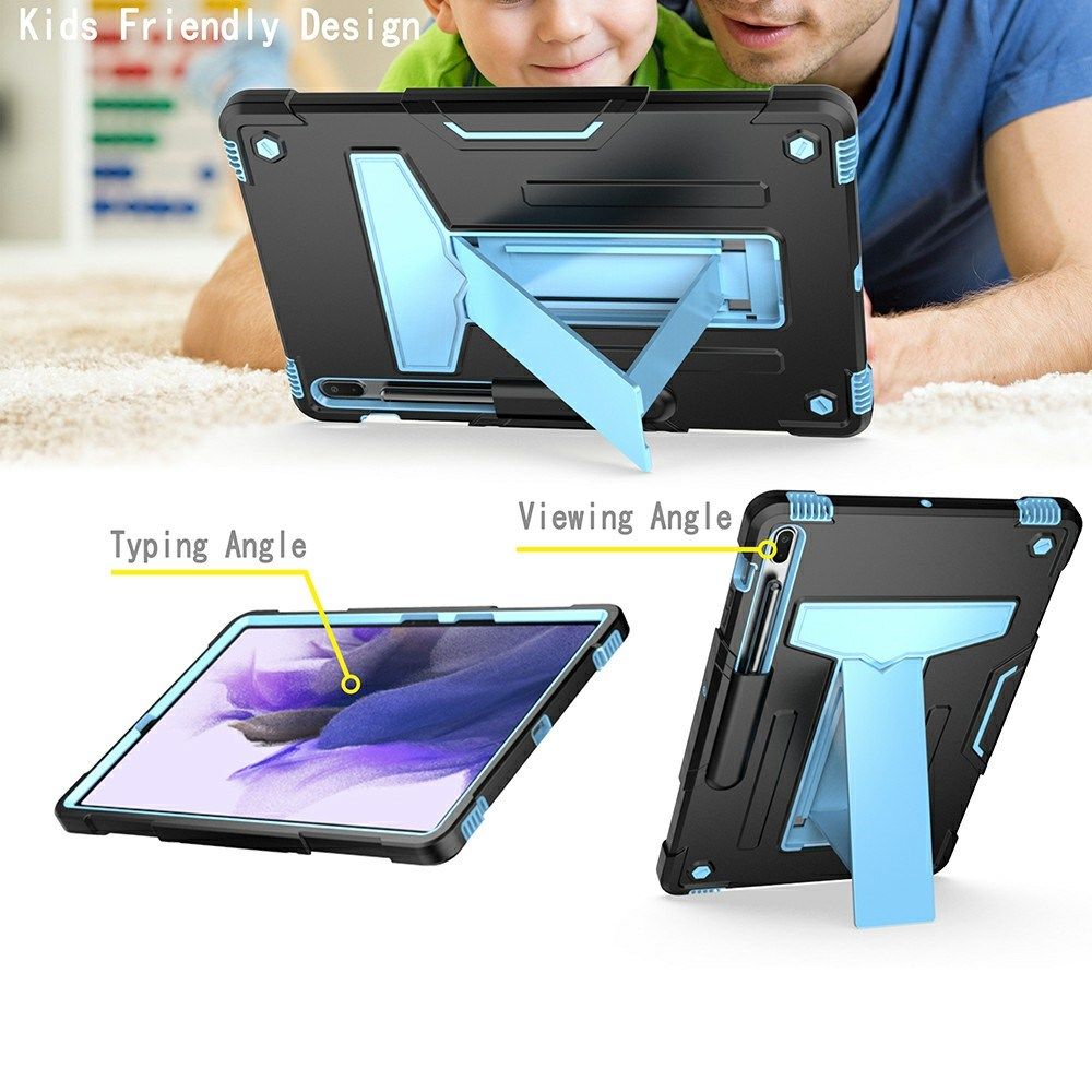 Samsung Galaxy Tab S7 FE/S7 Plus Hoes Kickstand Back Cover Zwart Blauw afbeelding 4