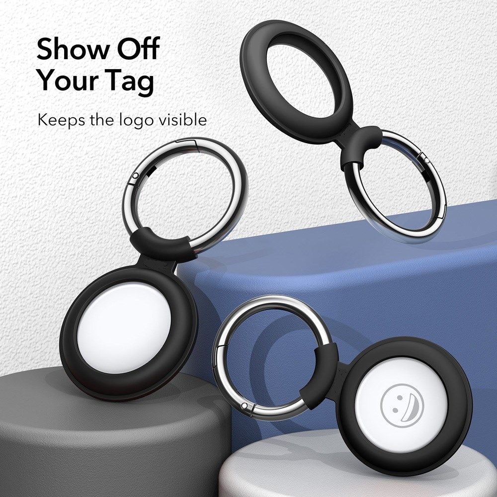 Apple AirTag Sleutelhanger Siliconen Hoes met Karabijnhaak Zwart afbeelding 10