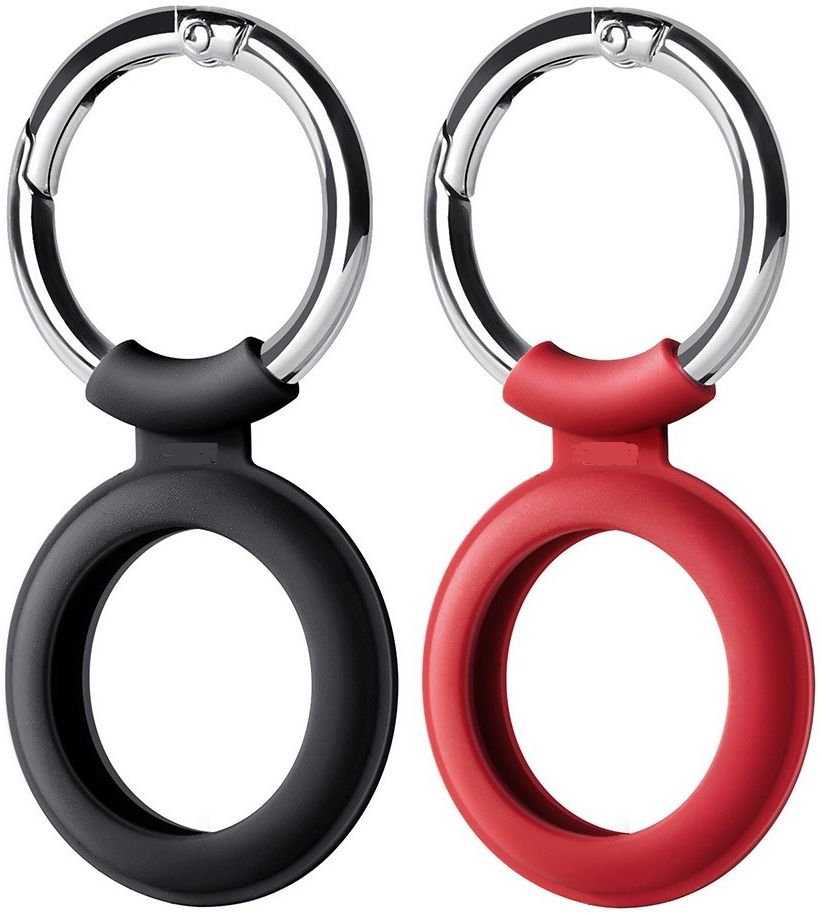 Apple AirTag Sleutelhanger Siliconen Hoes met Karabijnhaak Zwart afbeelding 3